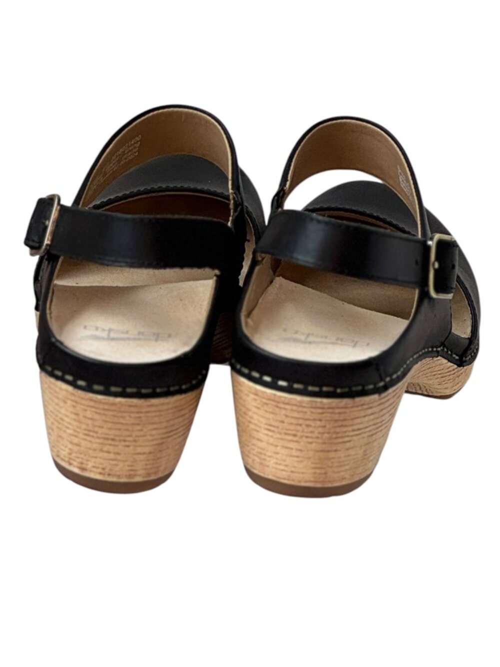 Dansko Lucia Leather Clogs Black Oiled Strappy Wooden Platform Women's Size 40 - Picture 7 of 11